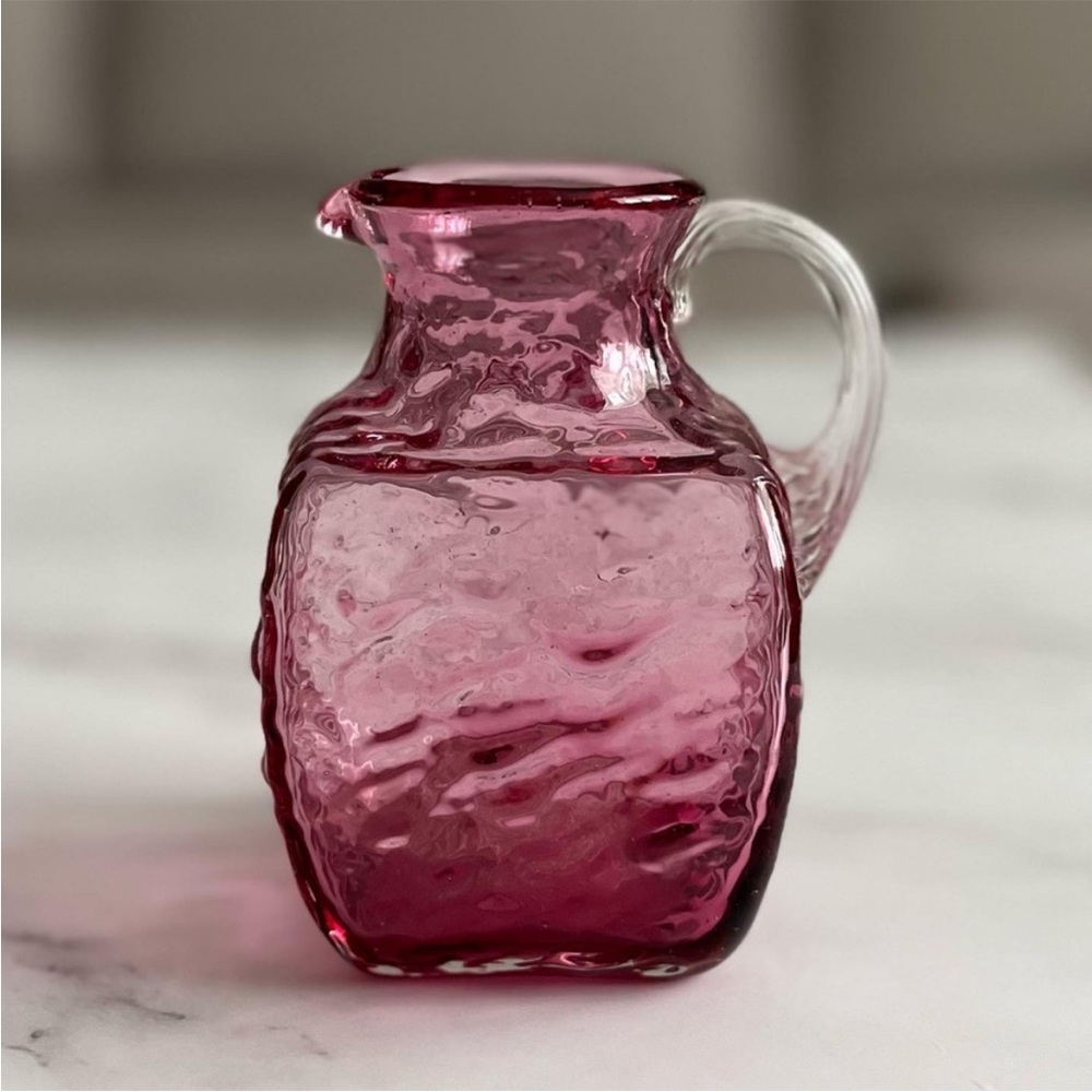 3 Item bundle: Pink Glass Pitcher, dish and mug